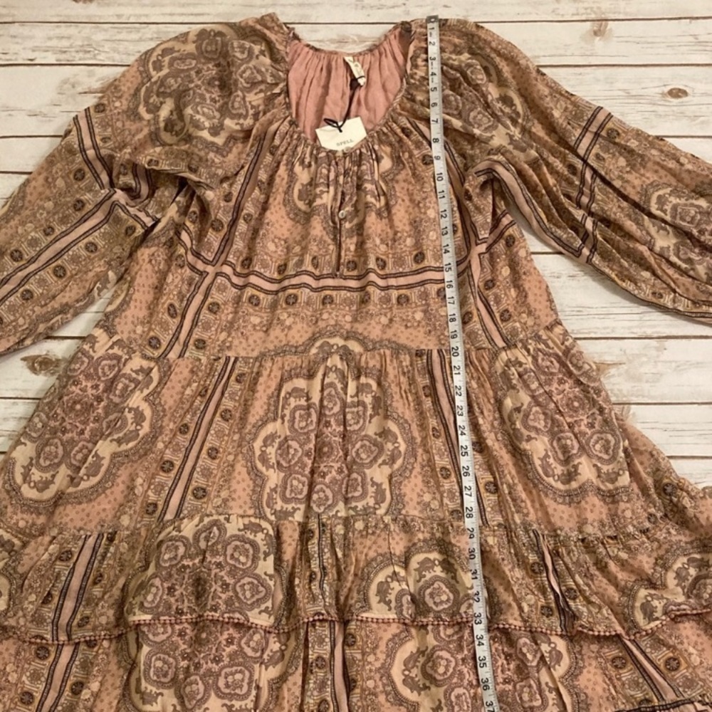 Spell X Elle Ferguson Collaboration Rumor Print Elle Gown Dusty Pink L - Picture 7 of 17